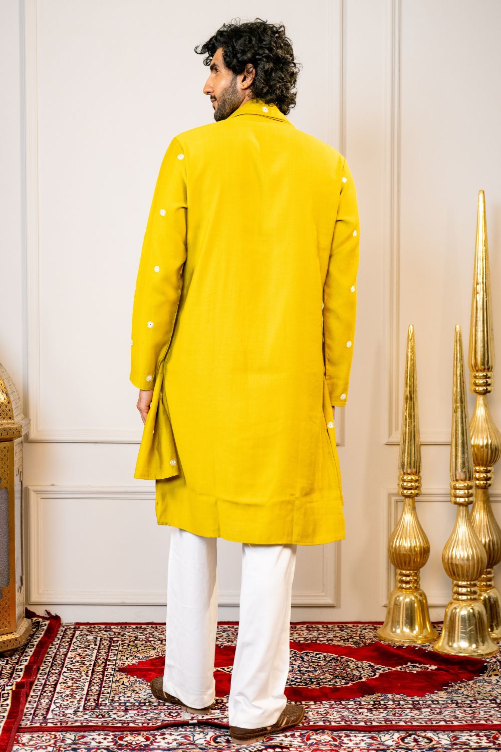 Silk Kurta Set With Mirror And Thread Embroidery