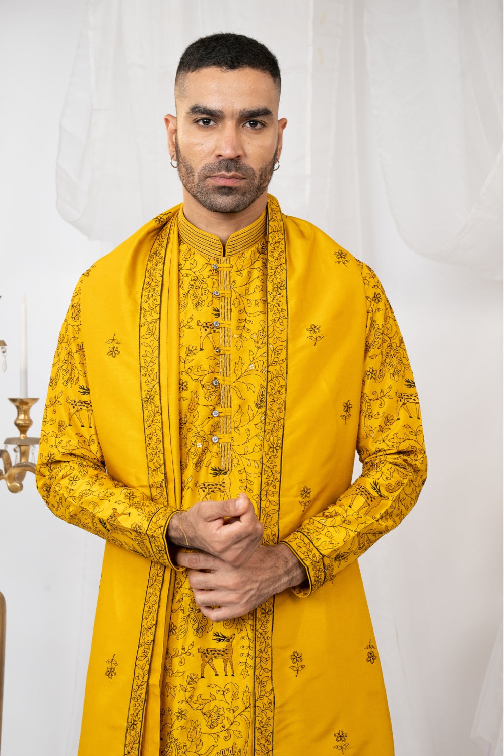Silk Kurta Set With Sequins And Embroidery Work