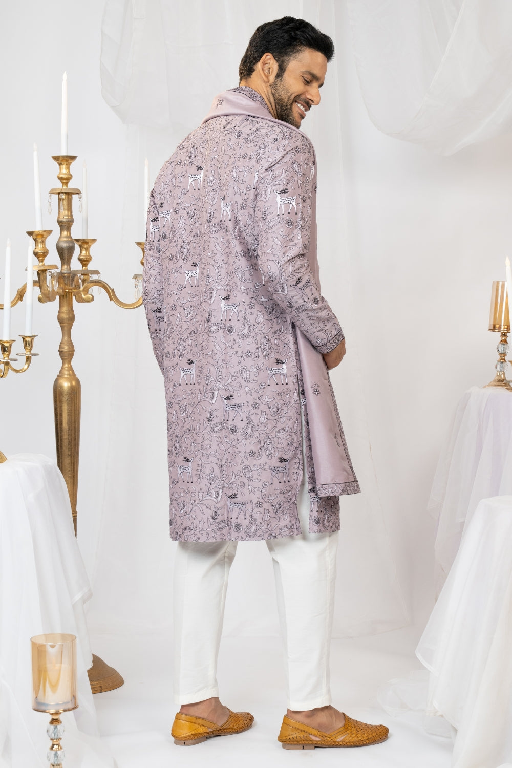 Silk Kurta Set With Sequins And Embroidery Work