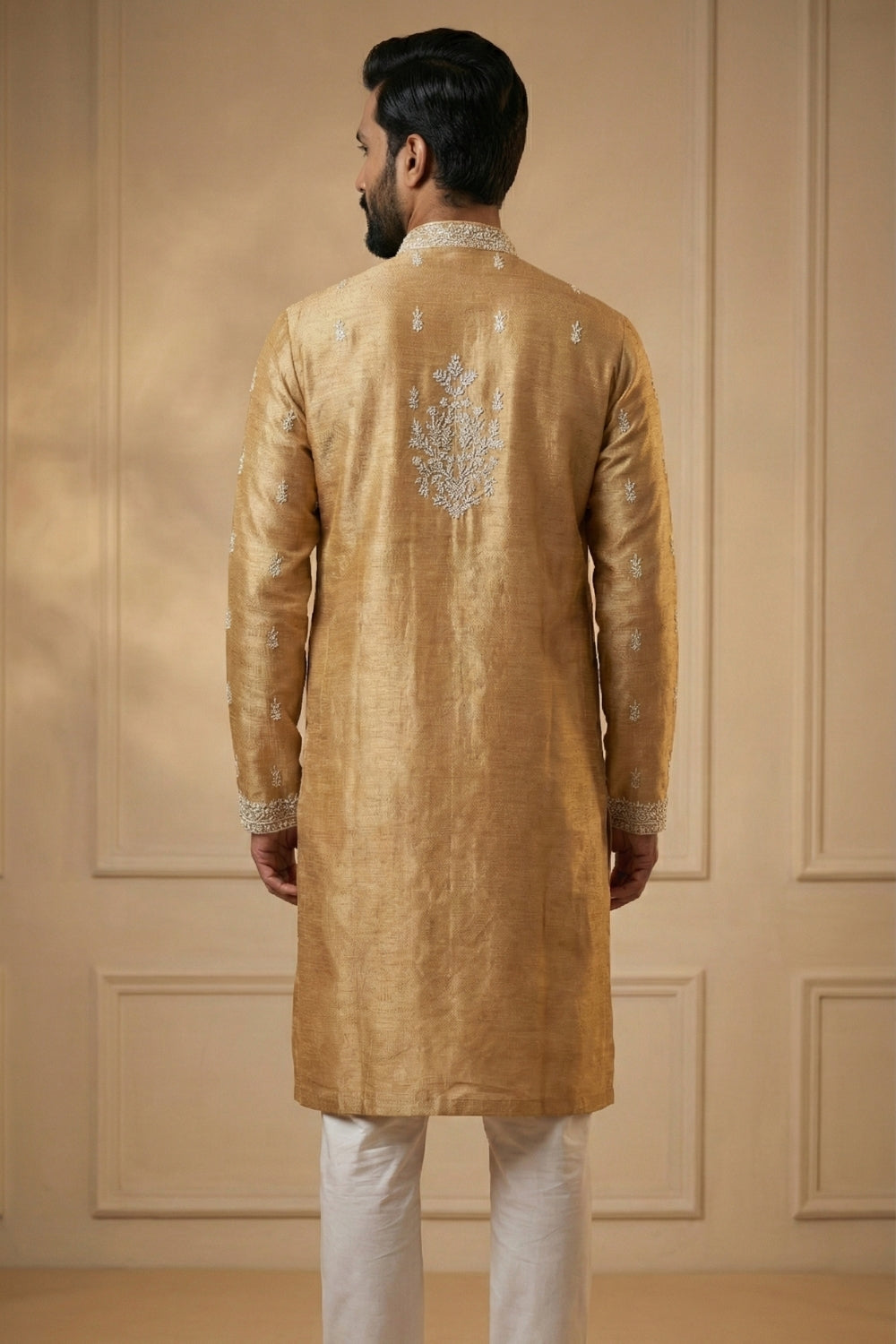 Silk Kurta Set With Thread Work