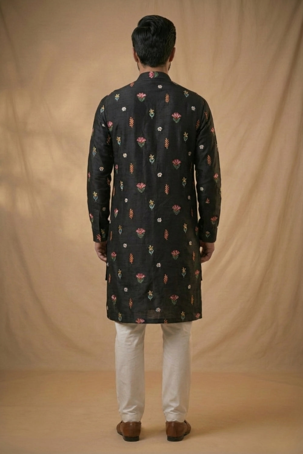 Silk Kurta Set With Thread Work