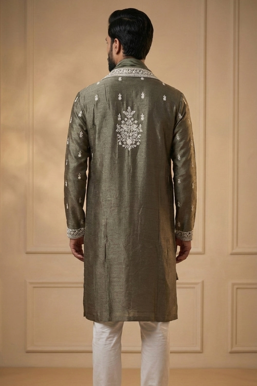 Silk Kurta Set With Thread Work