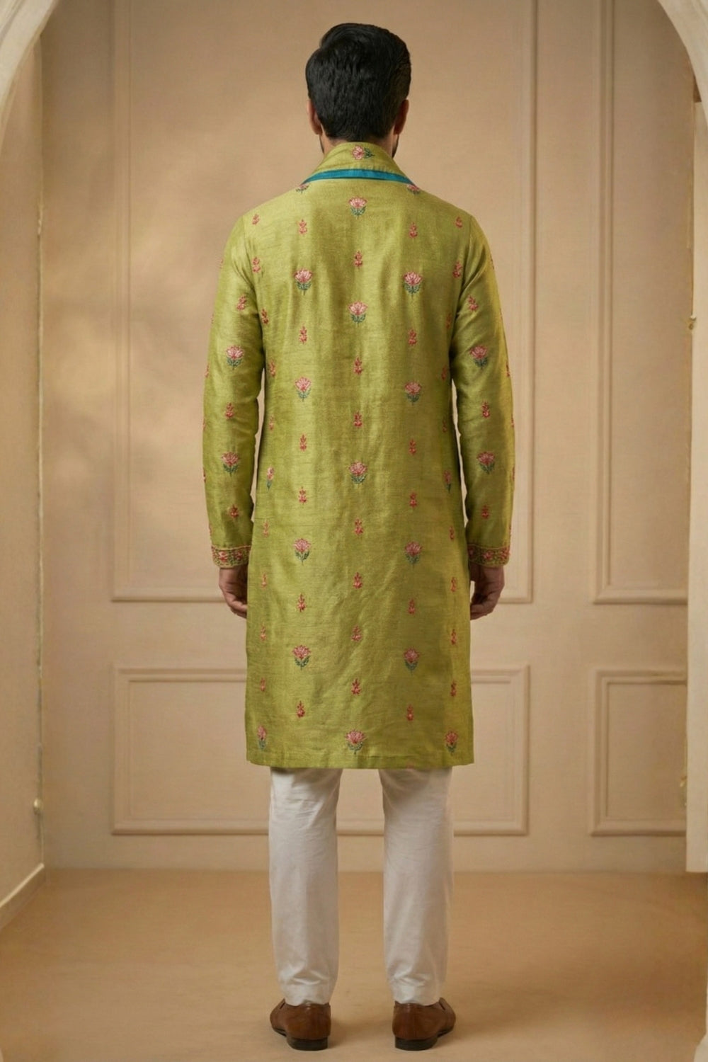 Silk Kurta Set With Thread Work