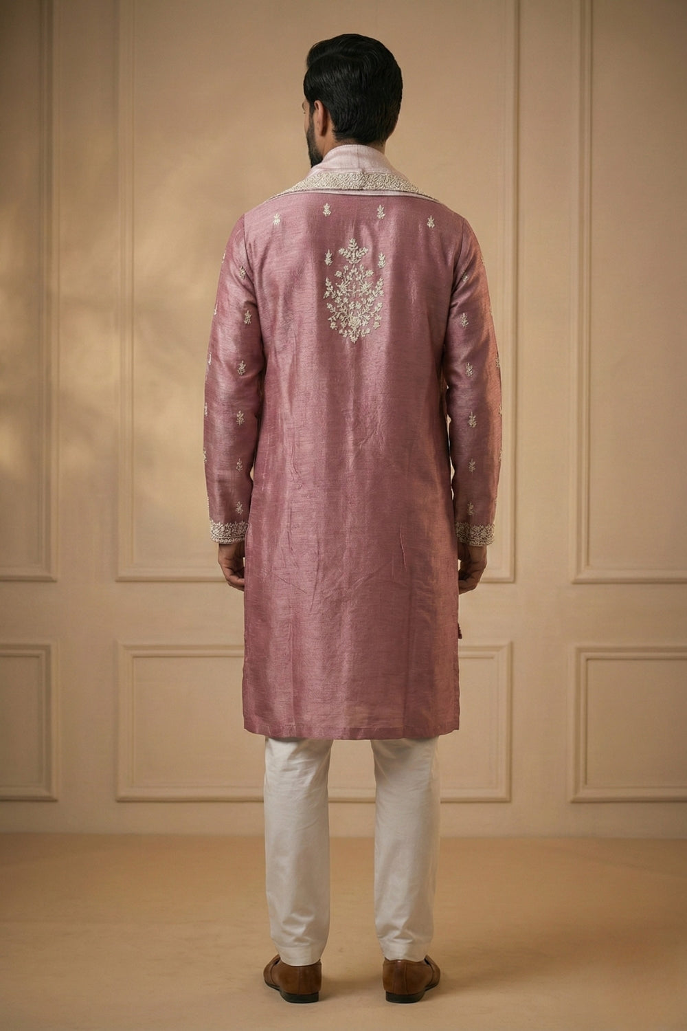 Silk Kurta Set With Thread Work
