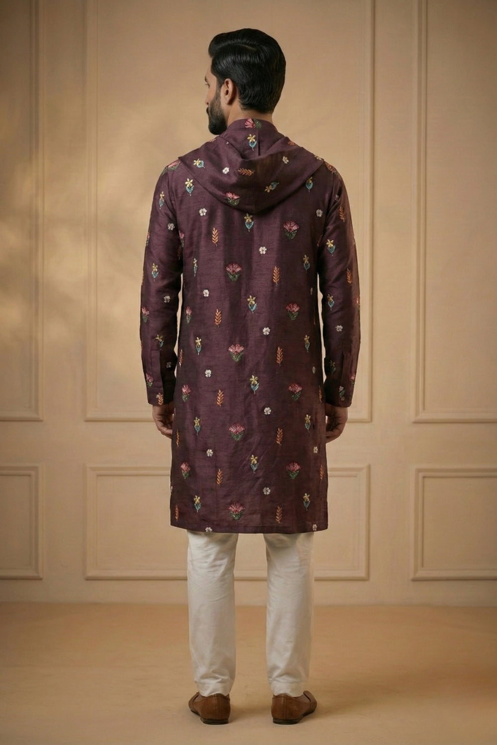 Silk Kurta Set With Thread Work