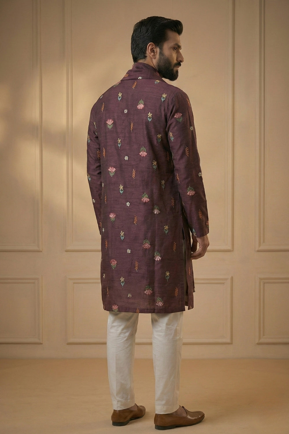 Silk Kurta Set With Thread Work