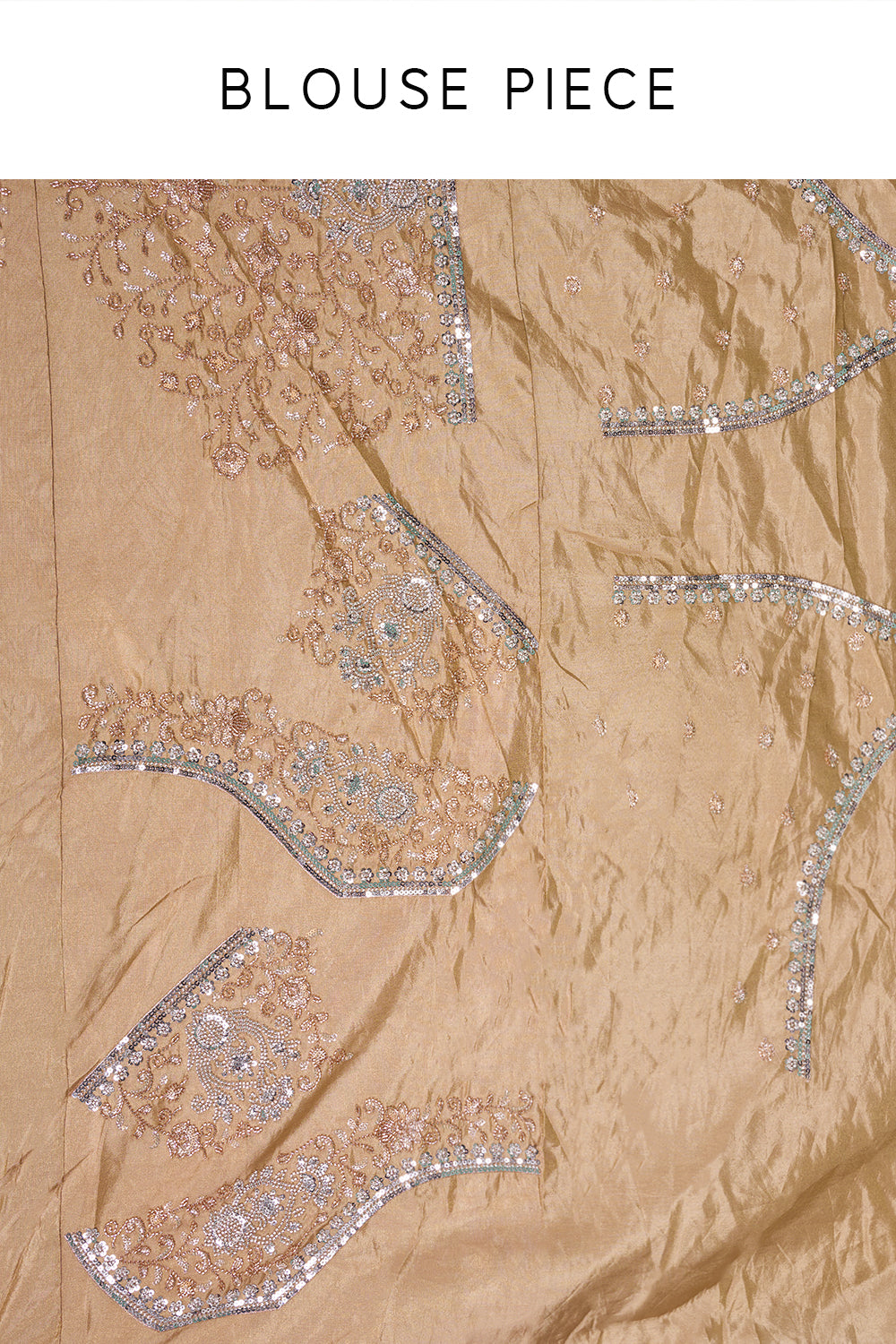 Antique Gold Brocade Saree with Cutdana Embroidery