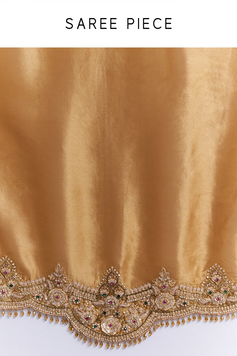 Antique Gold Embellished Border Saree and Stitched Blouse