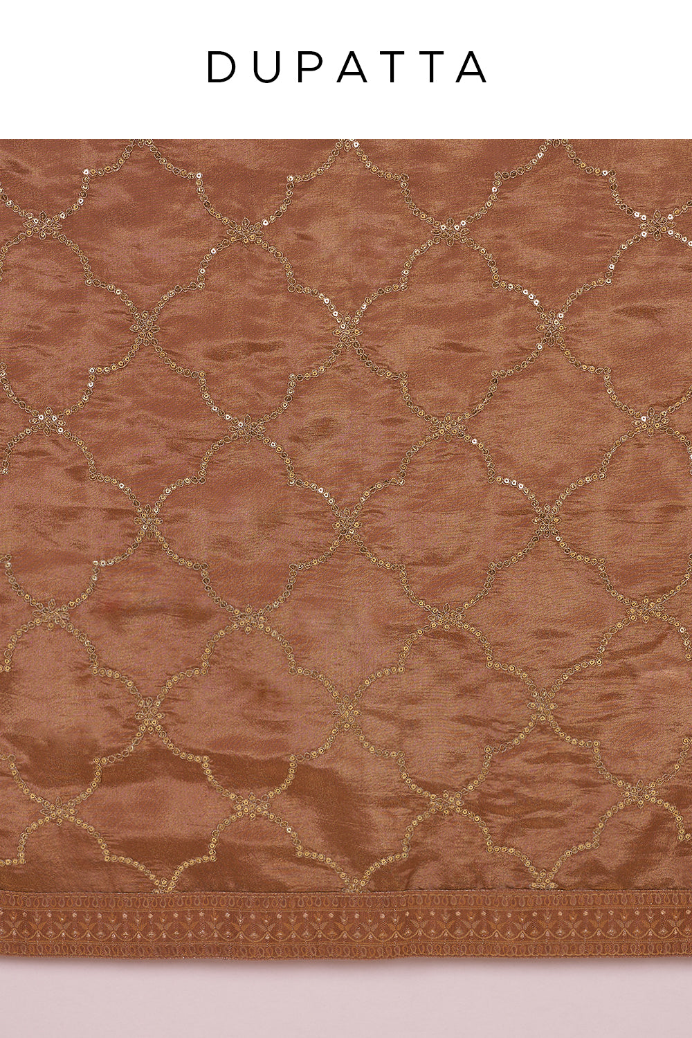 Antique Gold Shimmer Zari Tissue Lehenga Set with Fully Jal Embroidery
