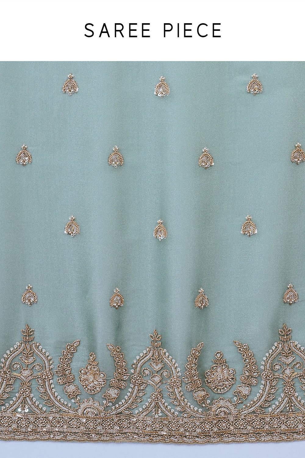 Aqua Green Shimmer Organza Saree with Zari Work