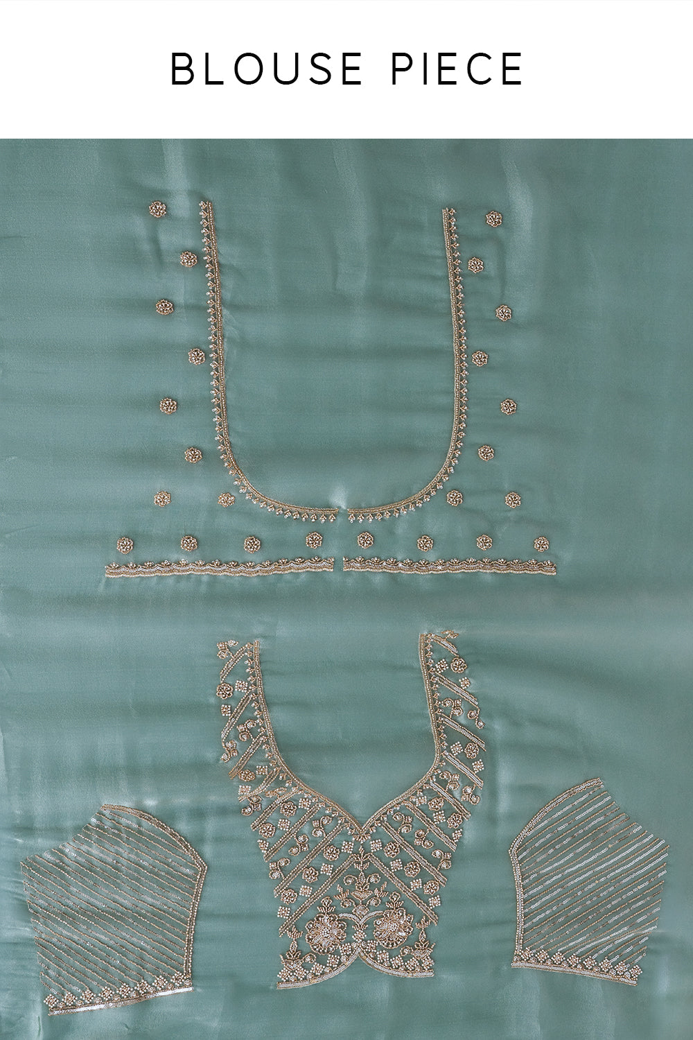 Aqua Green Shimmer Organza Saree with Zari Work