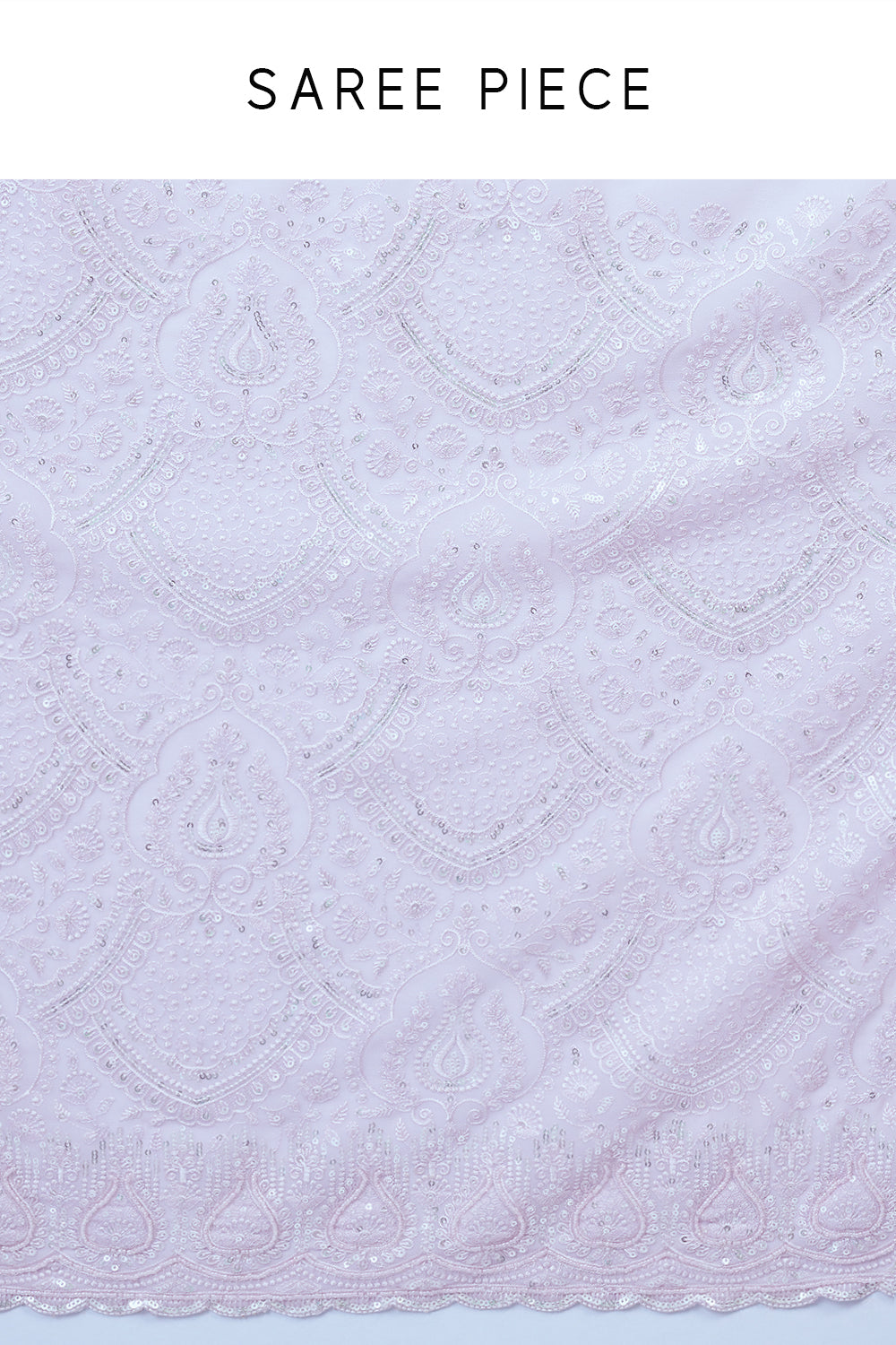 Baby Pink Lucknowi Saree with Thread Work