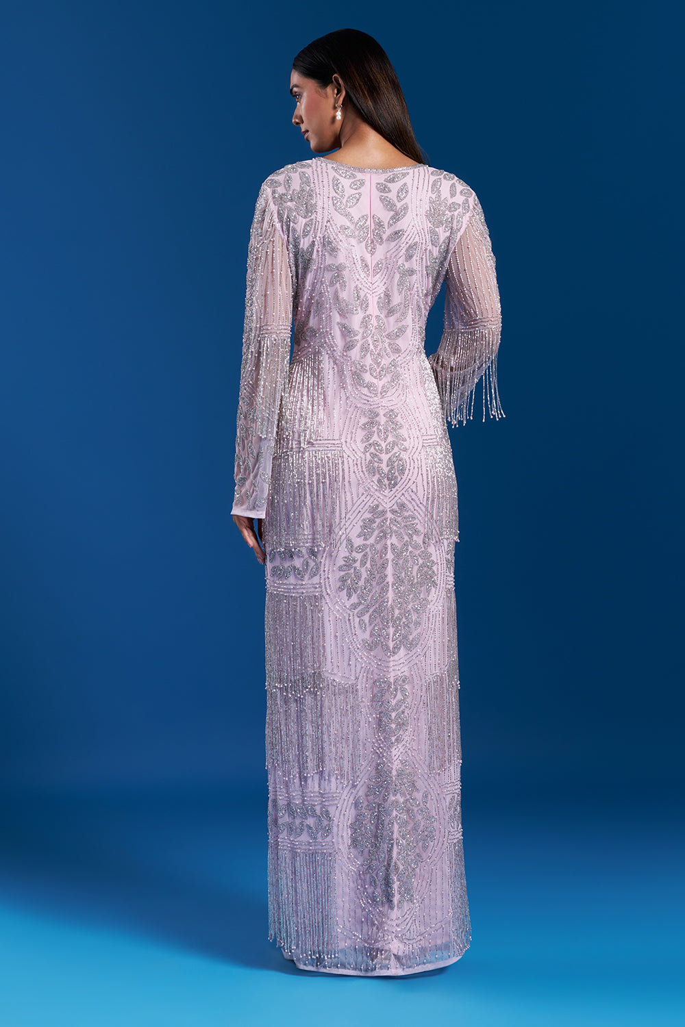 Baby Pink Net Gown with Cutdana Work