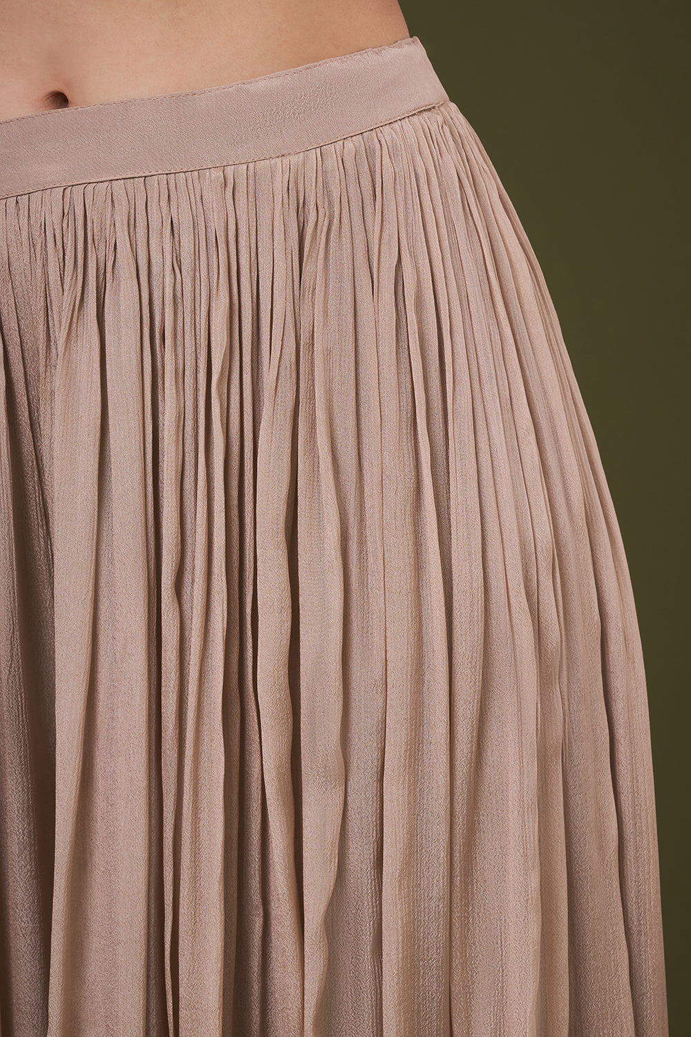 Beige Cotton Silk Palazzo Suit Sequin and Cutdana Work