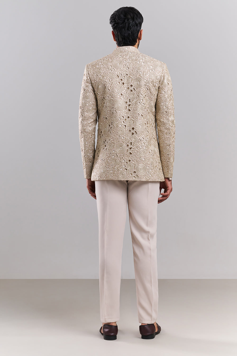 Beige Embellished Men’s Indo-Western Set