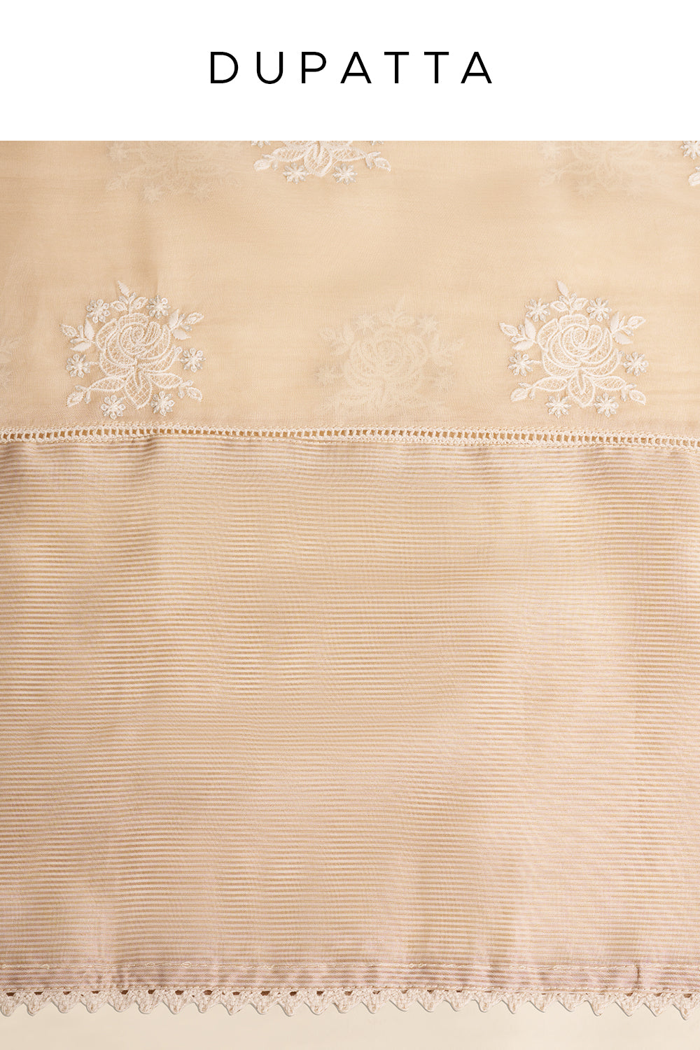 Beige Floral Embroidered Unstitched Suit Set
