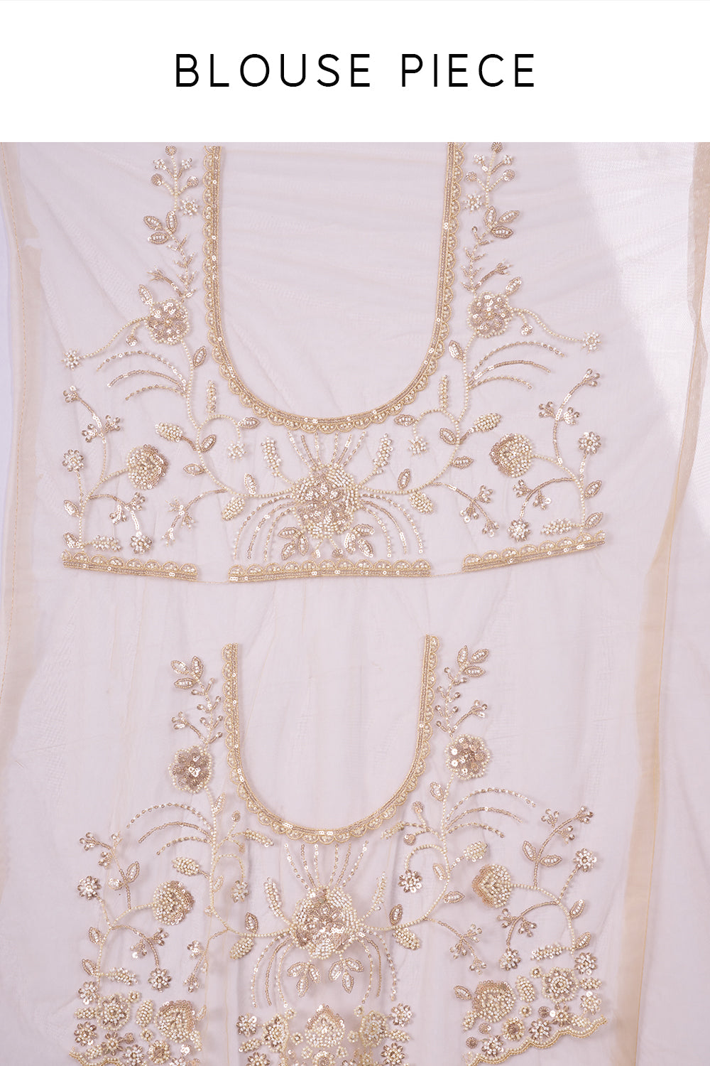Beige Gold Net Saree with Sequin Embroidery