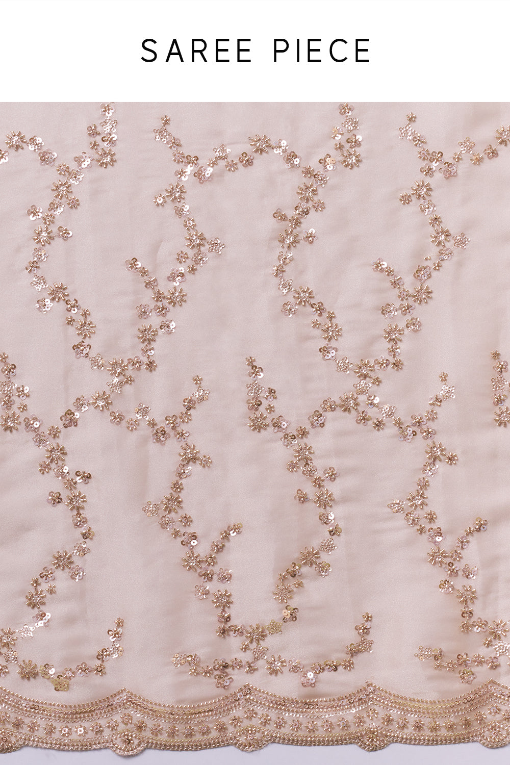 Beige Golden Organza Embroidered Saree with Sequin and Cutdana Work