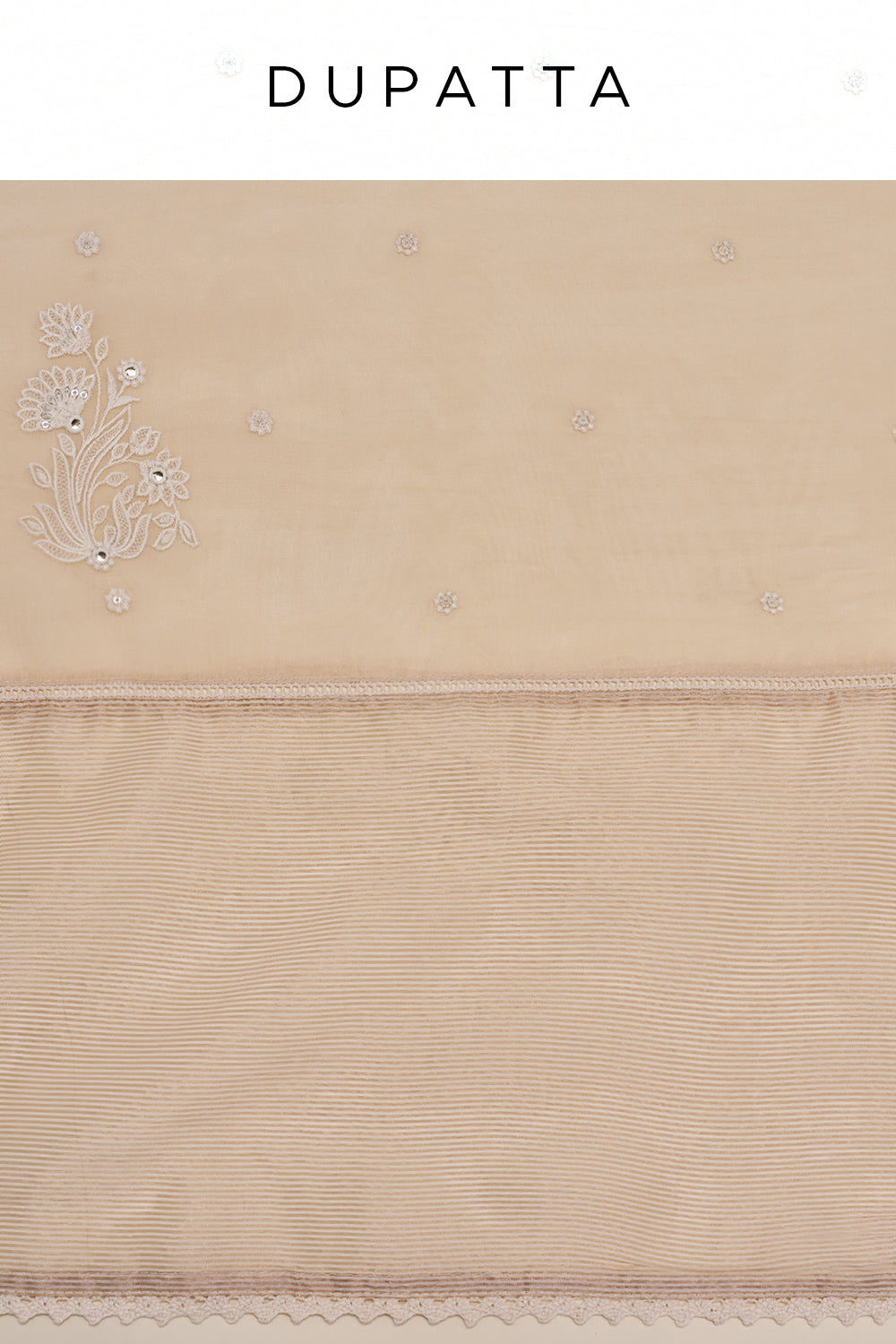 Beige Resham Embroidered Unstitched Suit Set