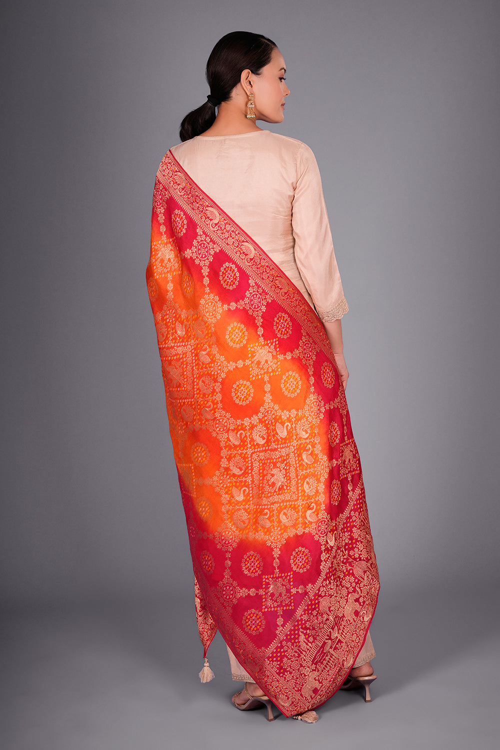 Biscuit Cream Pure Silk Kurta Set with Resham Embroidery