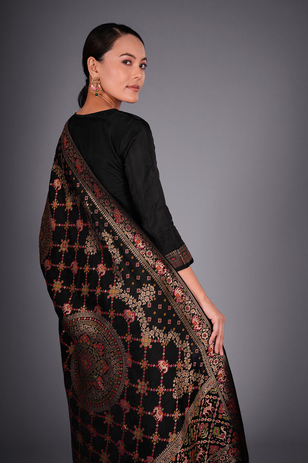 Black Banarasi Kurta Set with Buti Embroidery