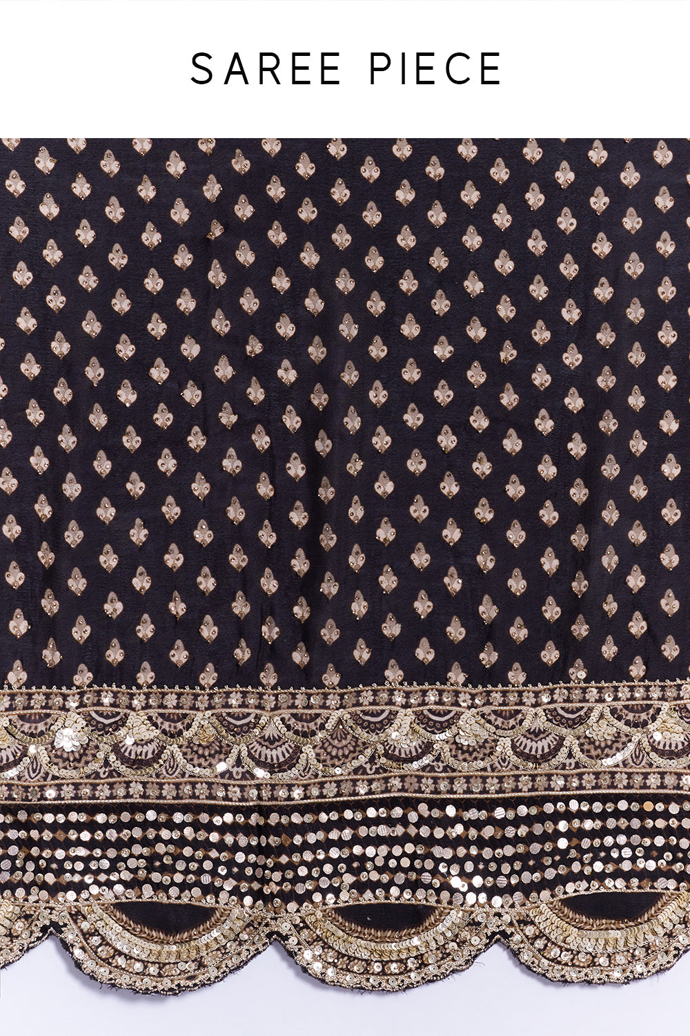 Black Chiffon Embellished Saree And Stitched Blouse