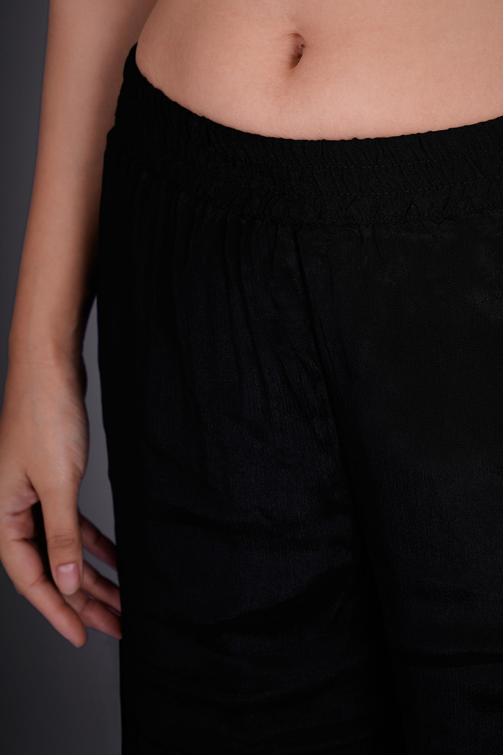 Black Crepe Kurta Set with Gold Embroidery