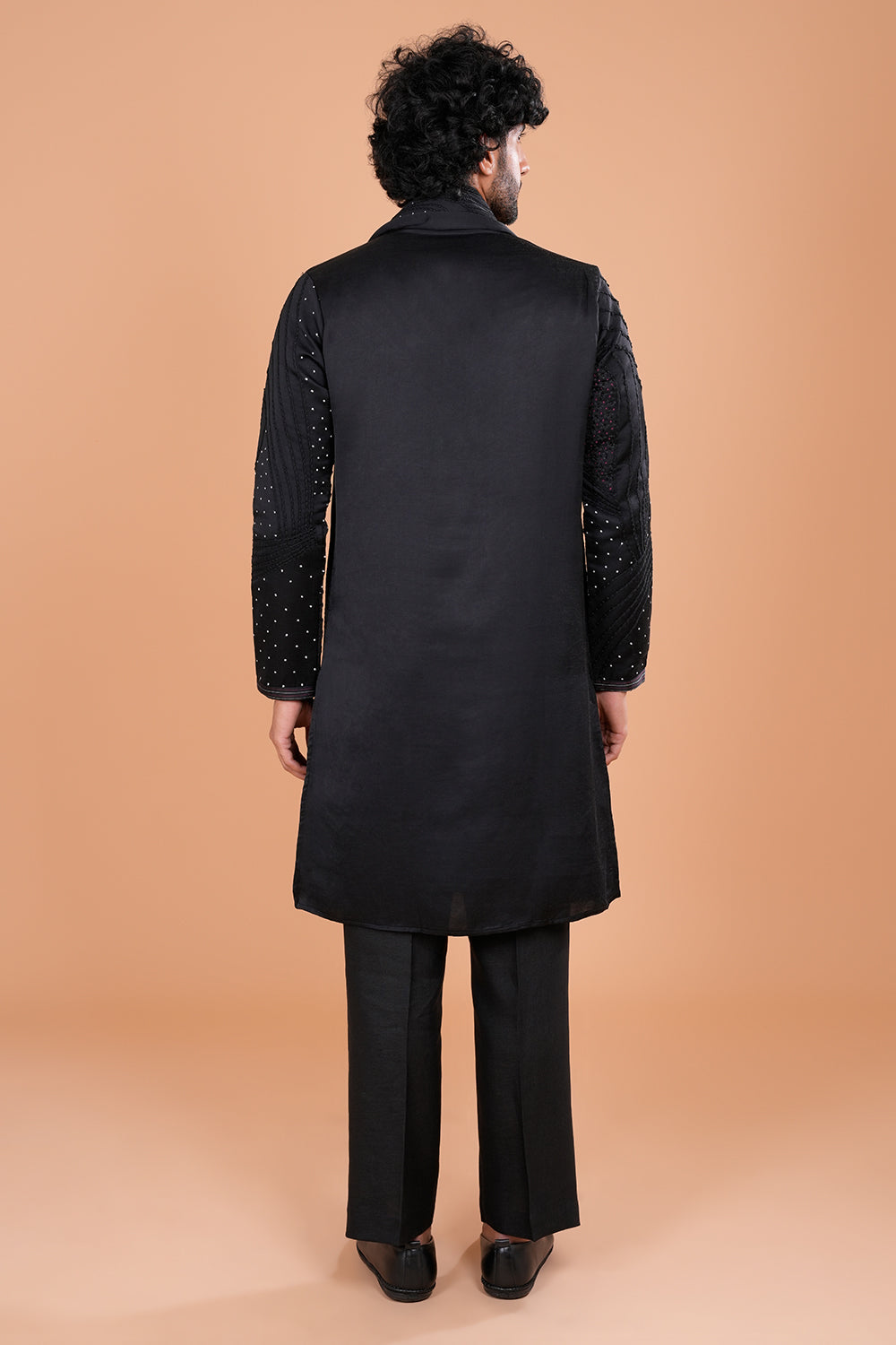 Black Embroidered Statement Men's Kurta Set