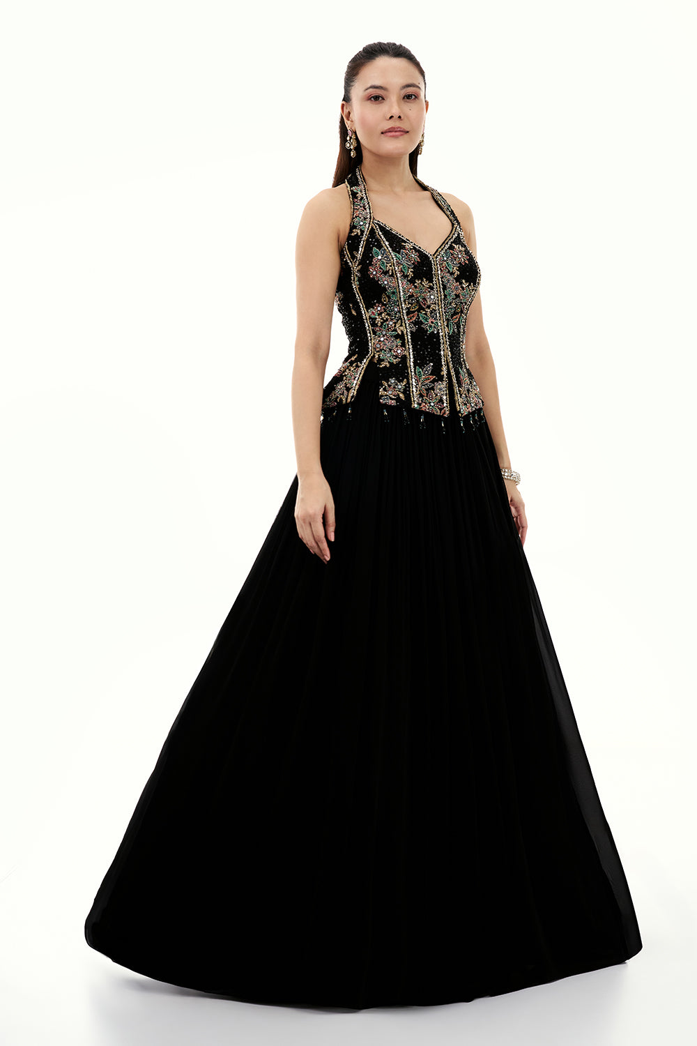Black Georgette Lehenga with Resham and Sequin Work