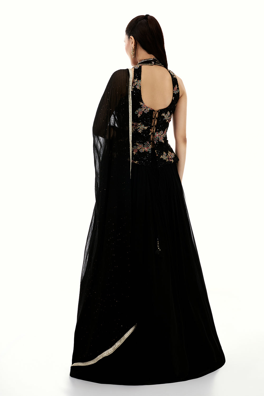 Black Georgette Lehenga with Resham and Sequin Work