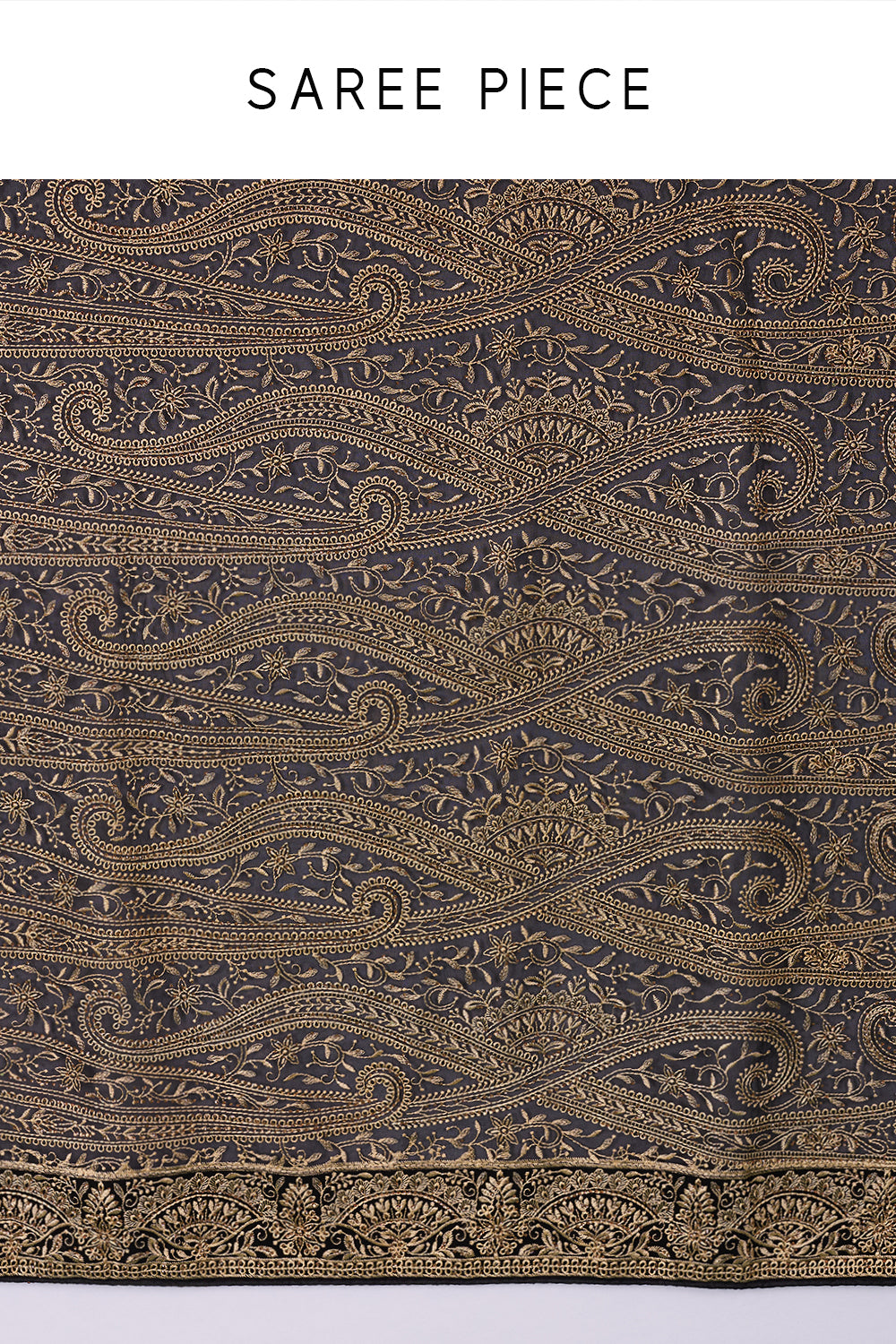Black Georgette Resham Saree with Gold Detailing