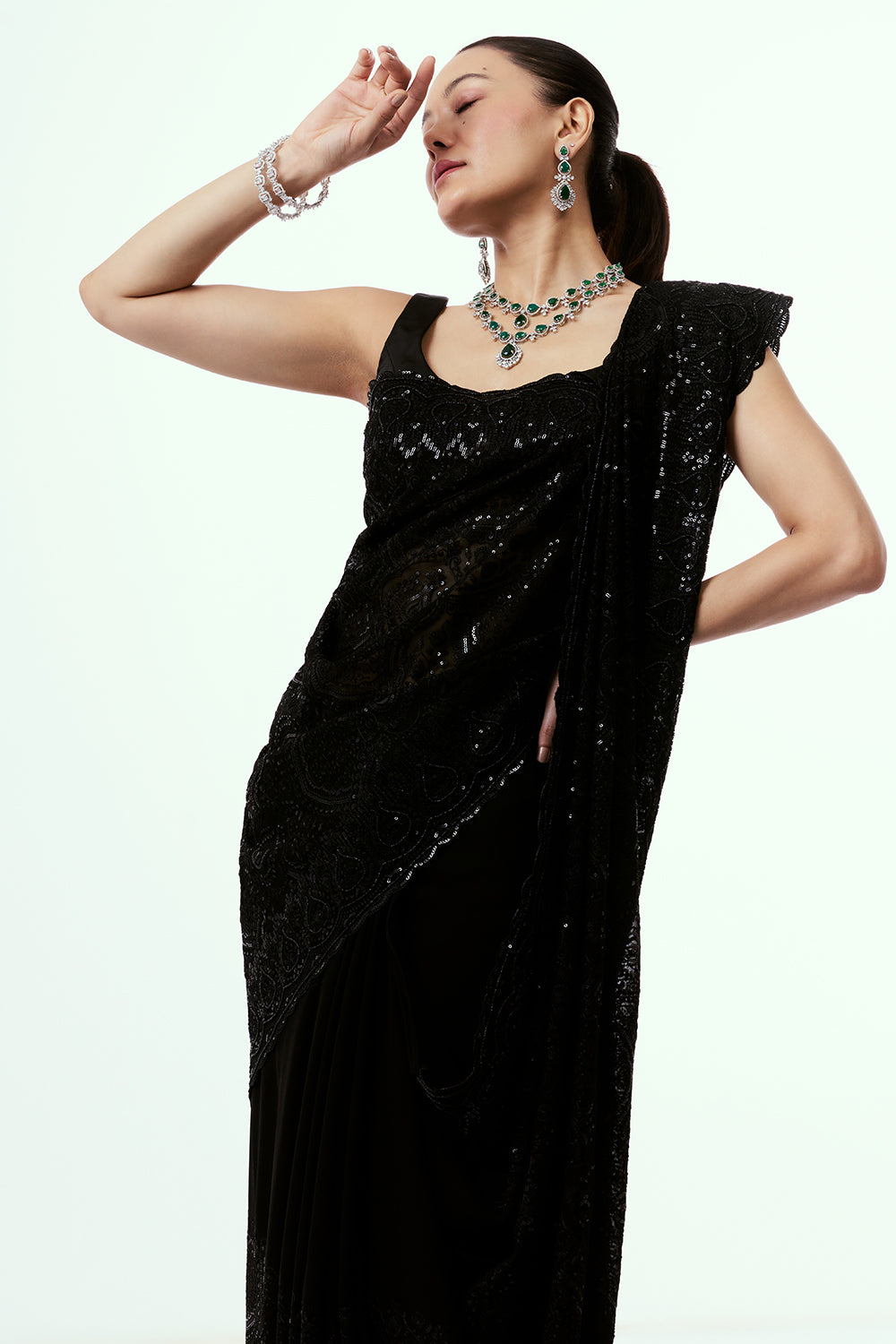 Black Georgette Saree with Resham Embroidery