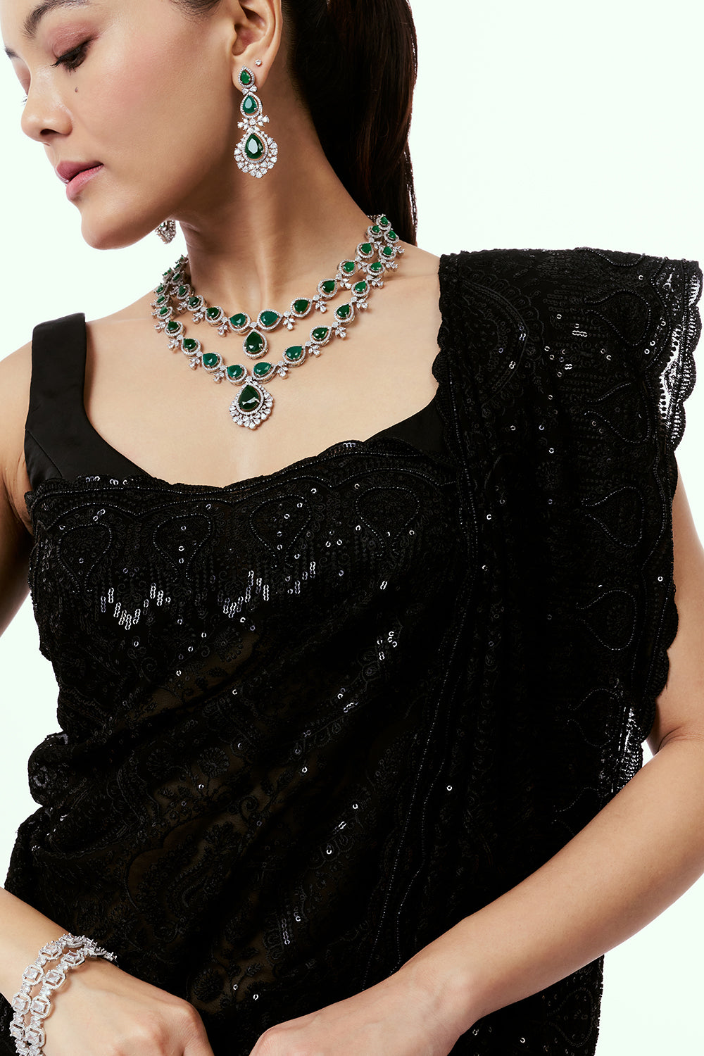 Black Georgette Saree with Resham Embroidery