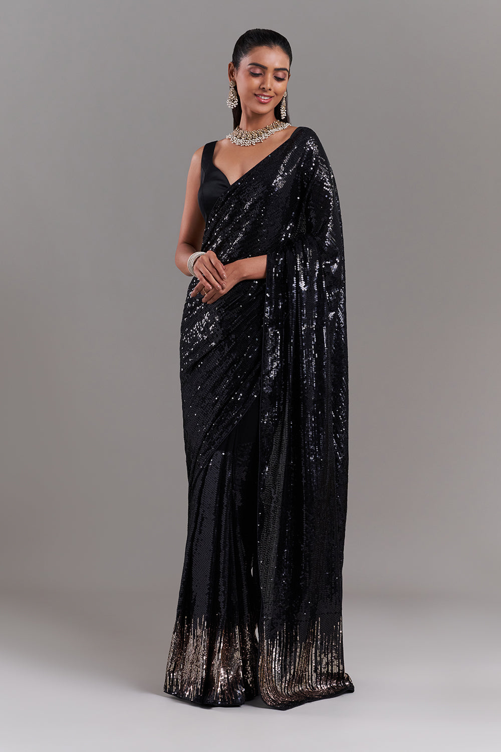 Black Georgette Saree with Sequin Work