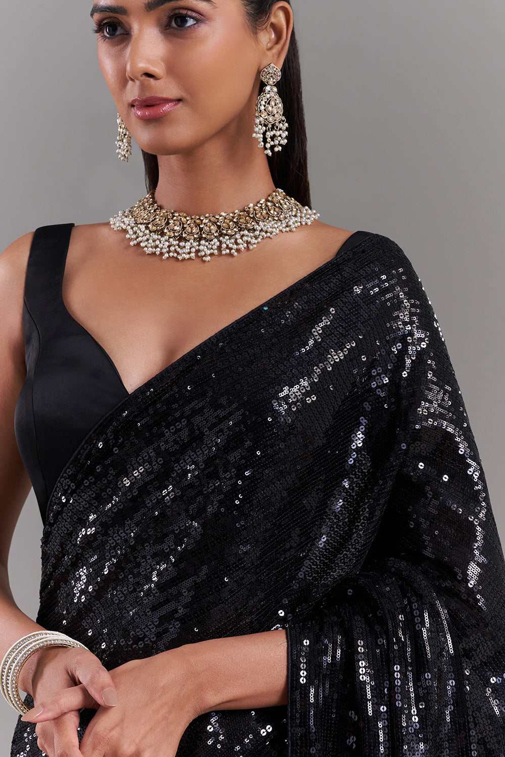 Black Georgette Saree with Sequin Work