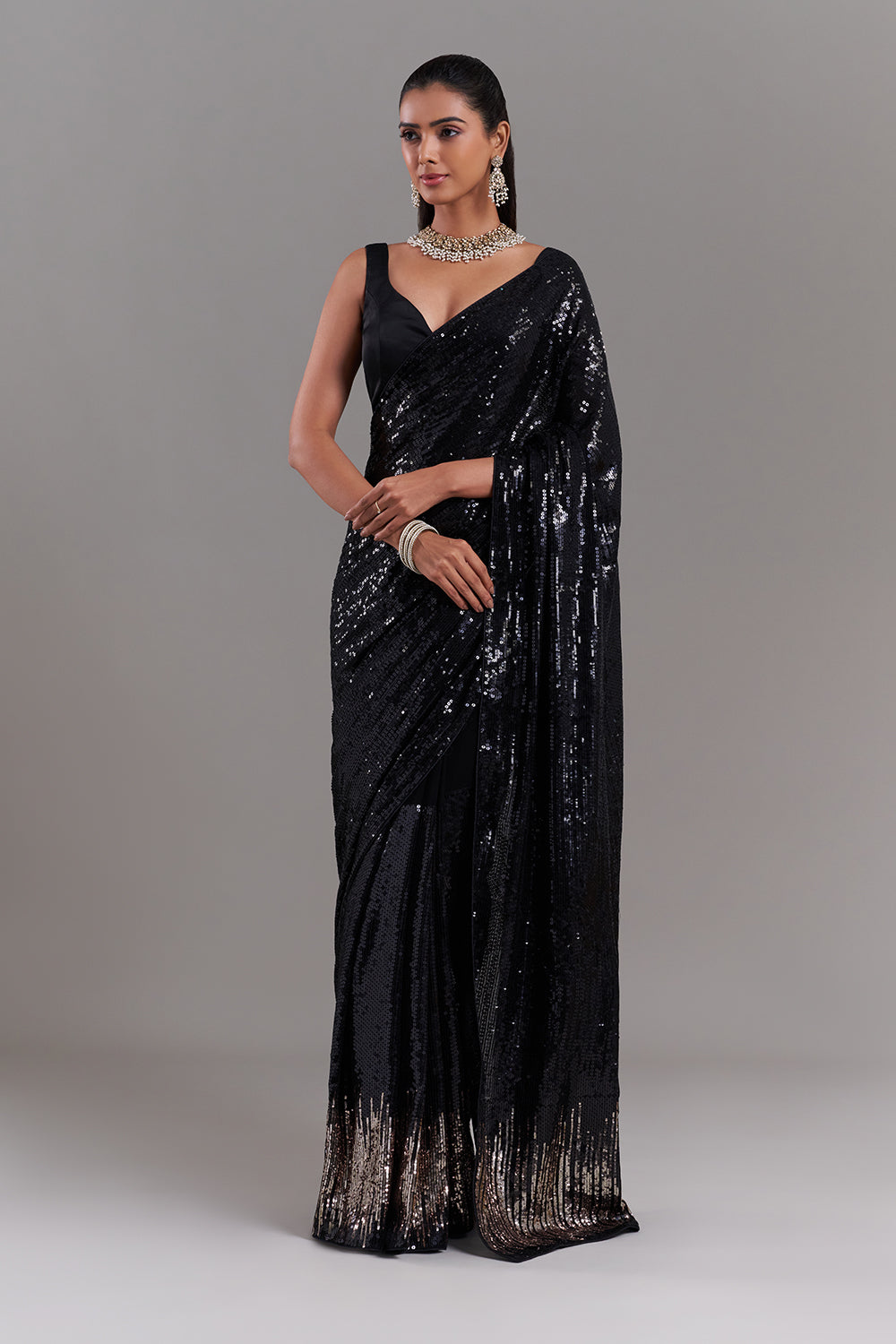 Black Georgette Saree with Sequin Work