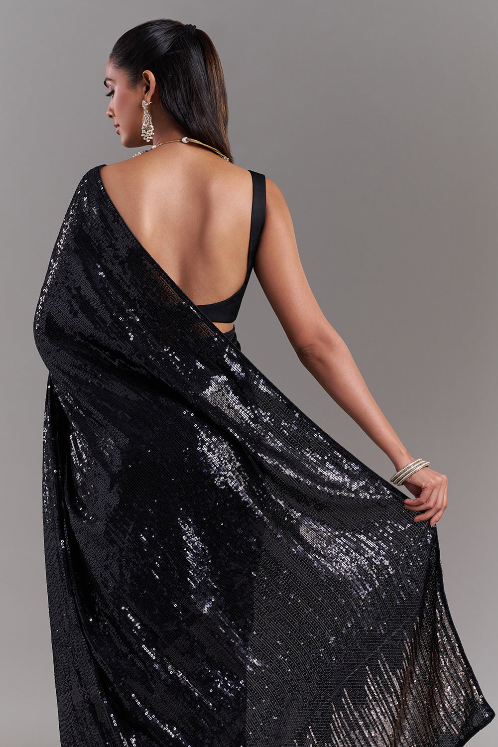 Black Georgette Saree with Sequin Work