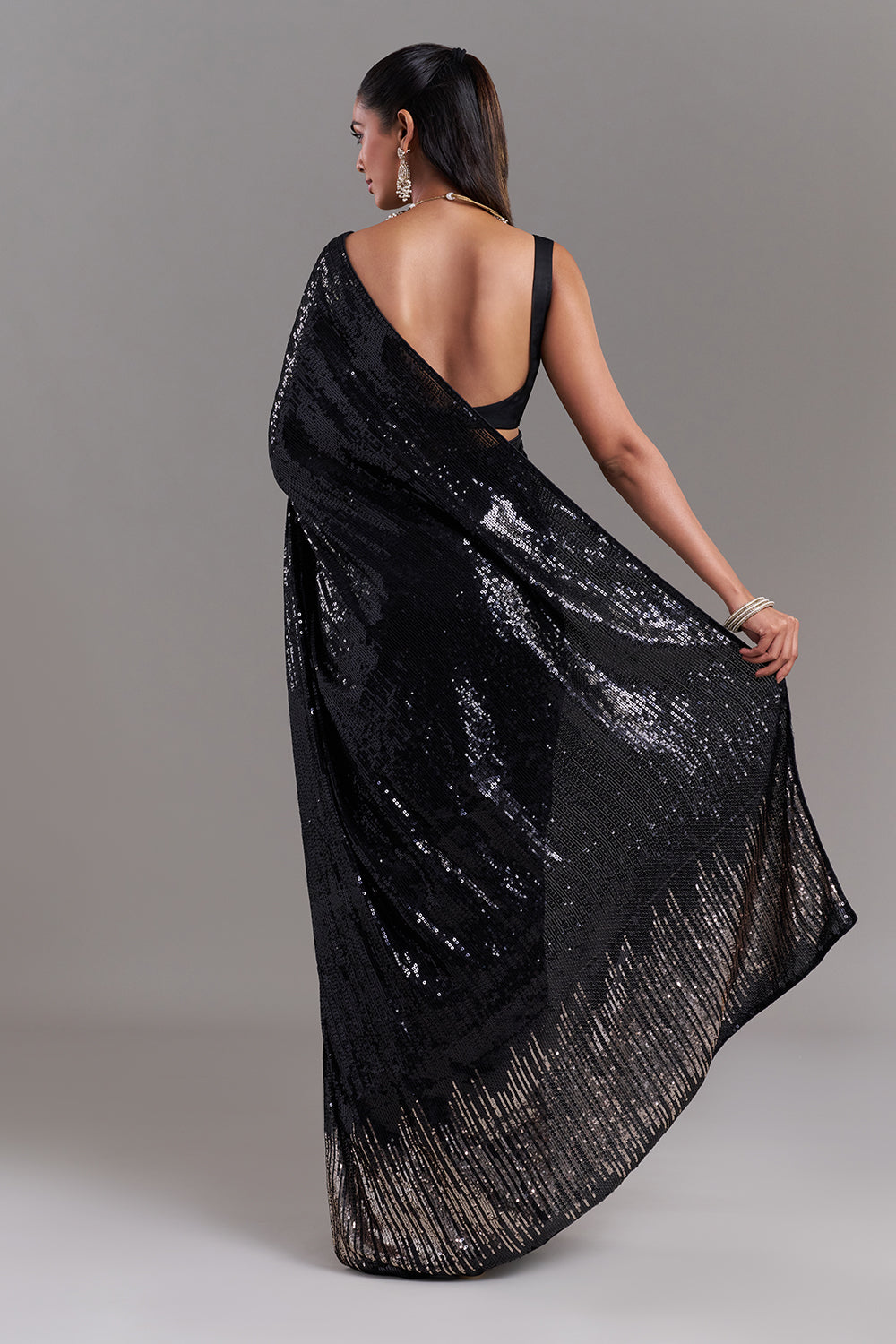 Black Georgette Saree with Sequin Work