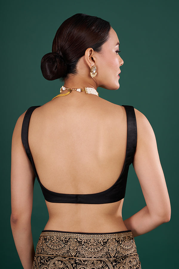 Black Italian Silk Plain Blouse