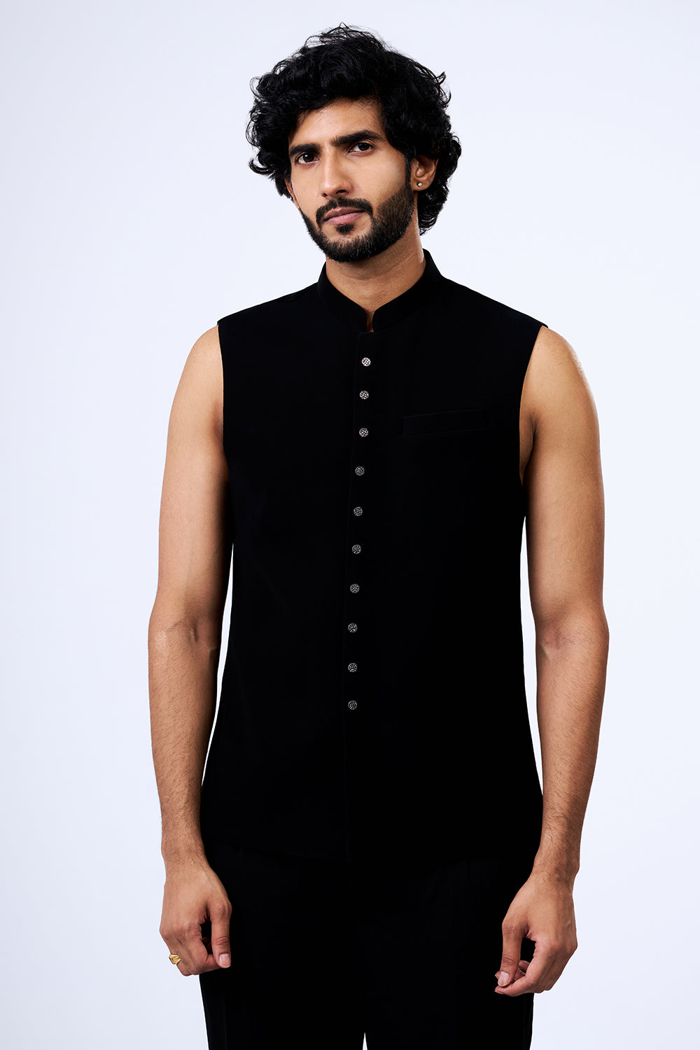 Black Japanese Armani Cut Dana Embellished Jacket Set