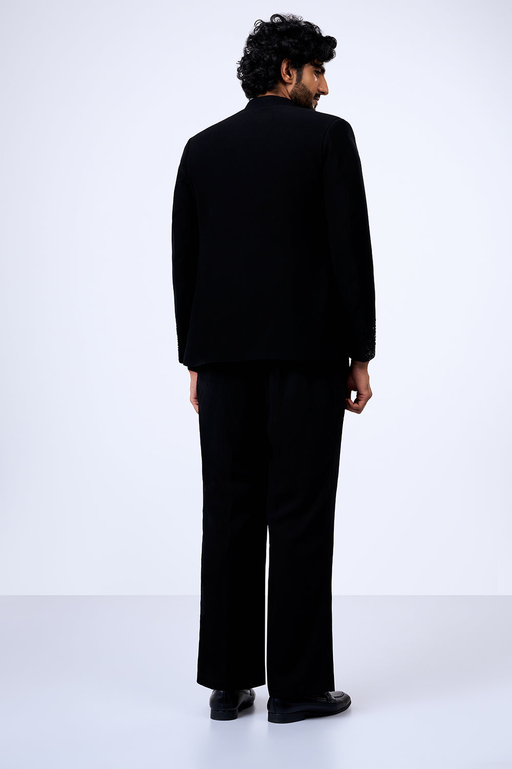 Black Japanese Armani Cut Dana Embellished Jacket Set