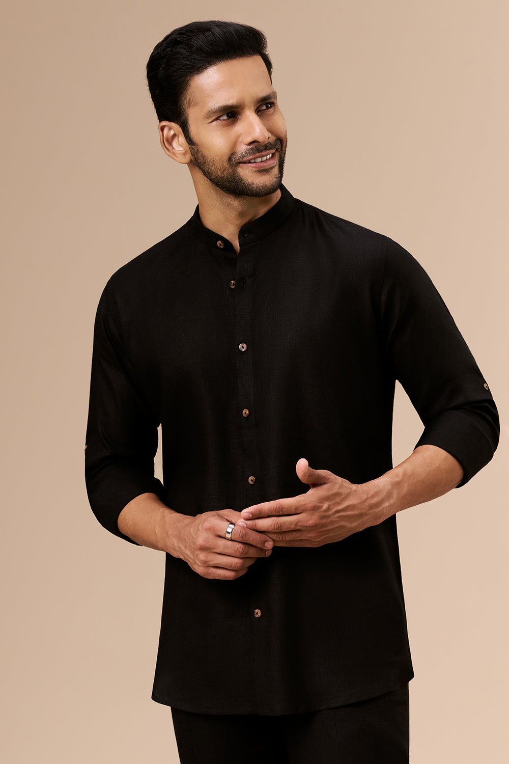 Black Linen Embroidered Bundi Set with Zardosi and Cut Dana Work