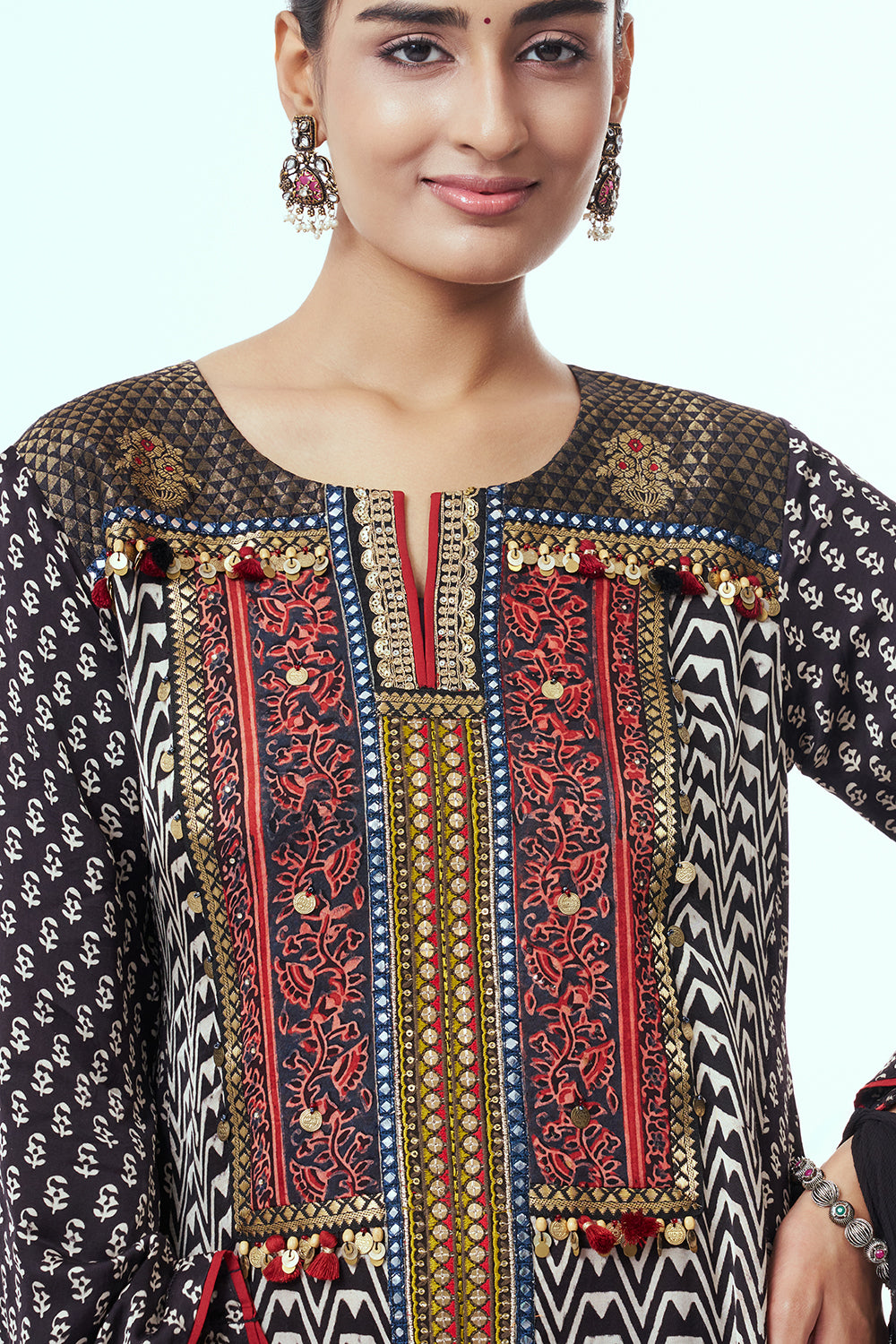 Black Modal Indo Western with Coin Detailing