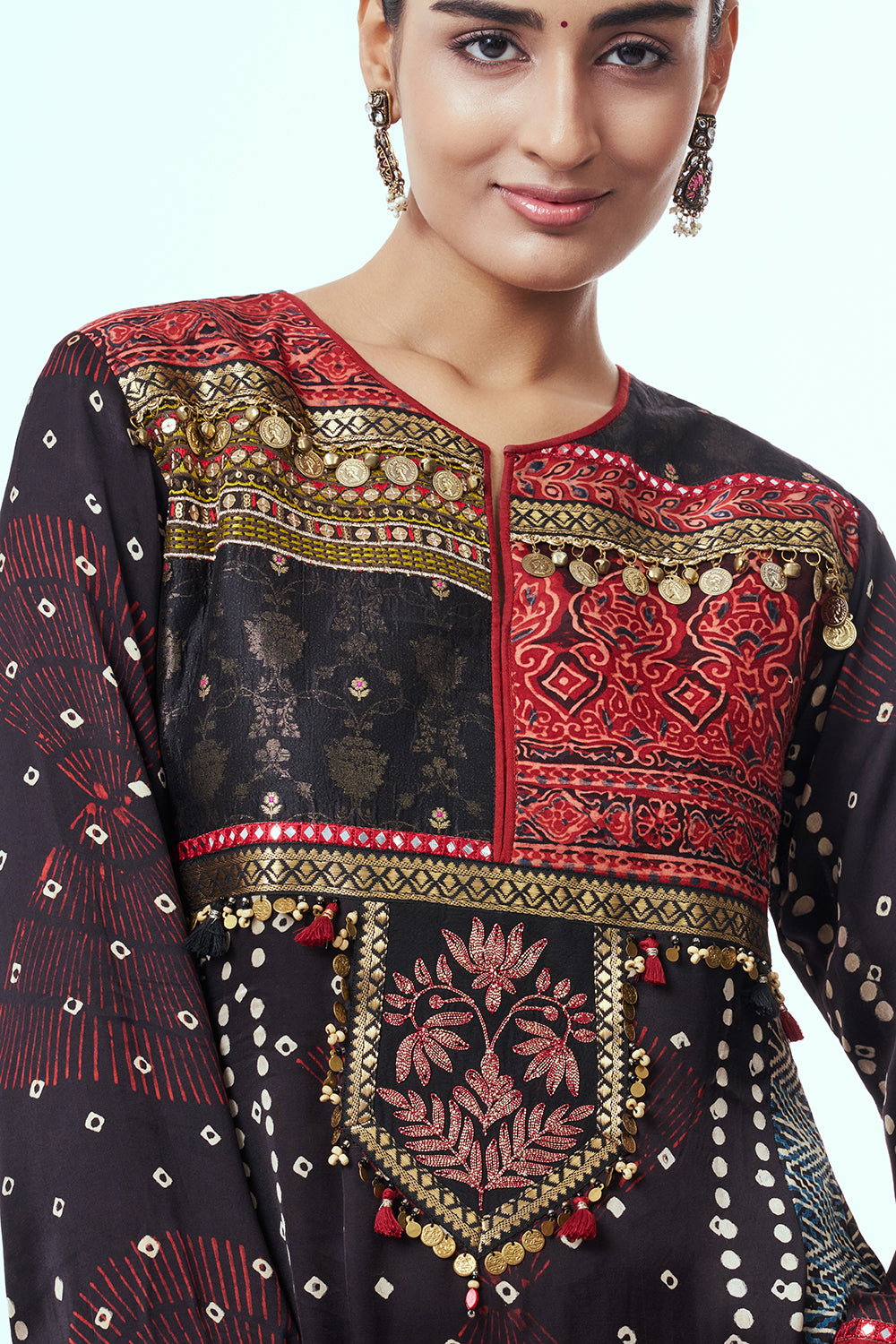 Black Modal Indo Western with Mirror Work