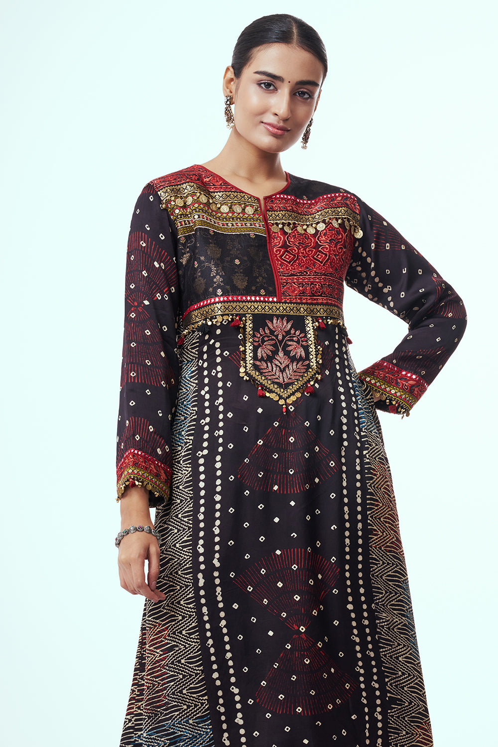 Black Modal Indo Western with Mirror Work
