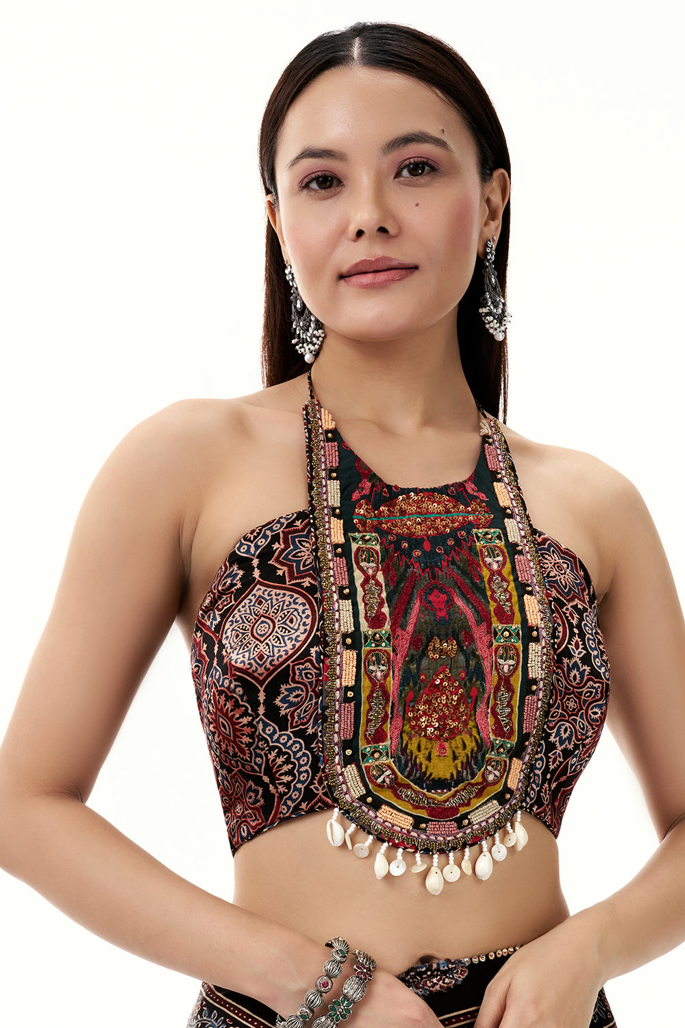 Black Modal Ready-To-Wear Saree with Cutdana and Sequin Work