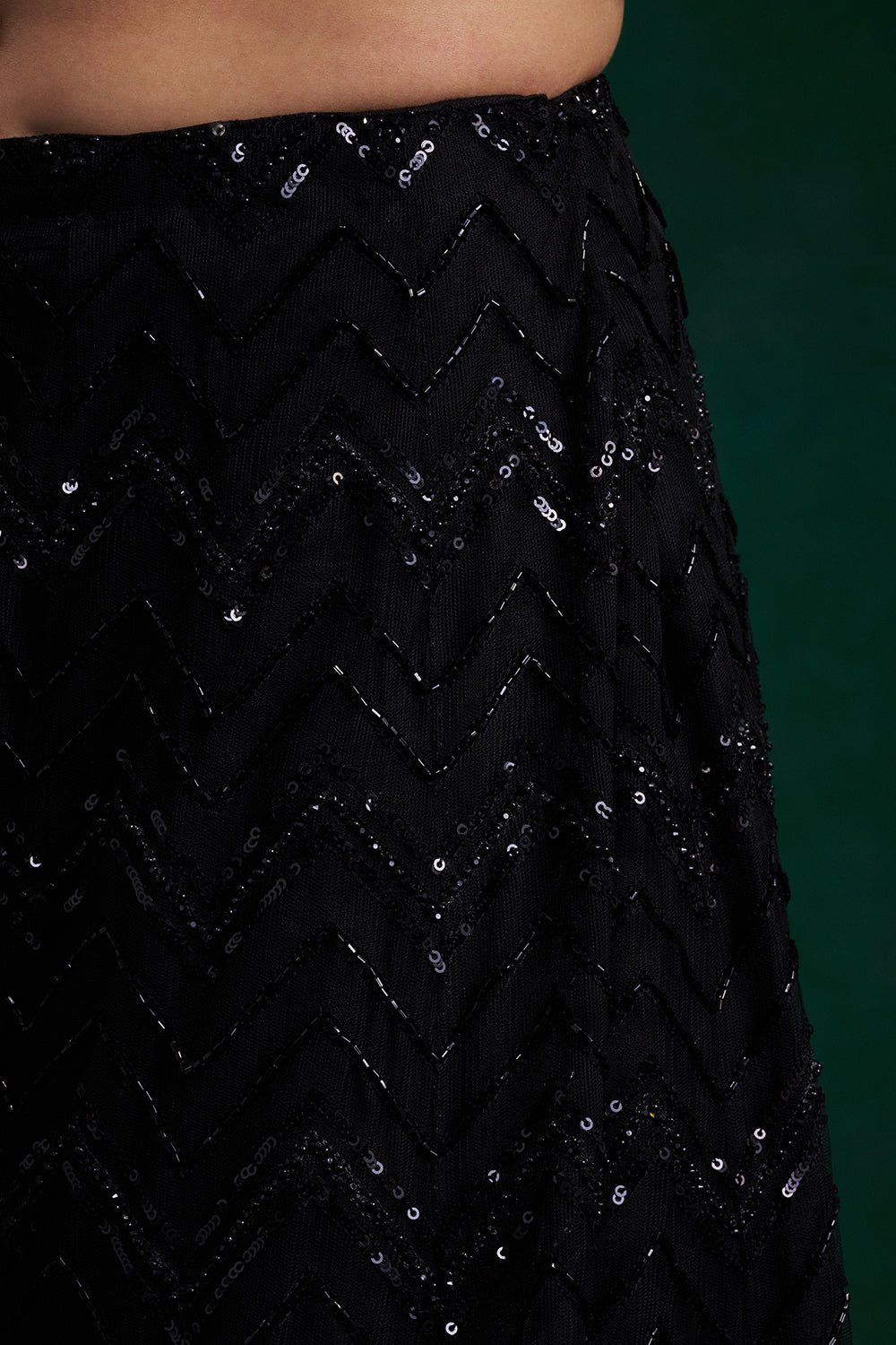 Black Net Indo-Western with Cutdana and Bead Work