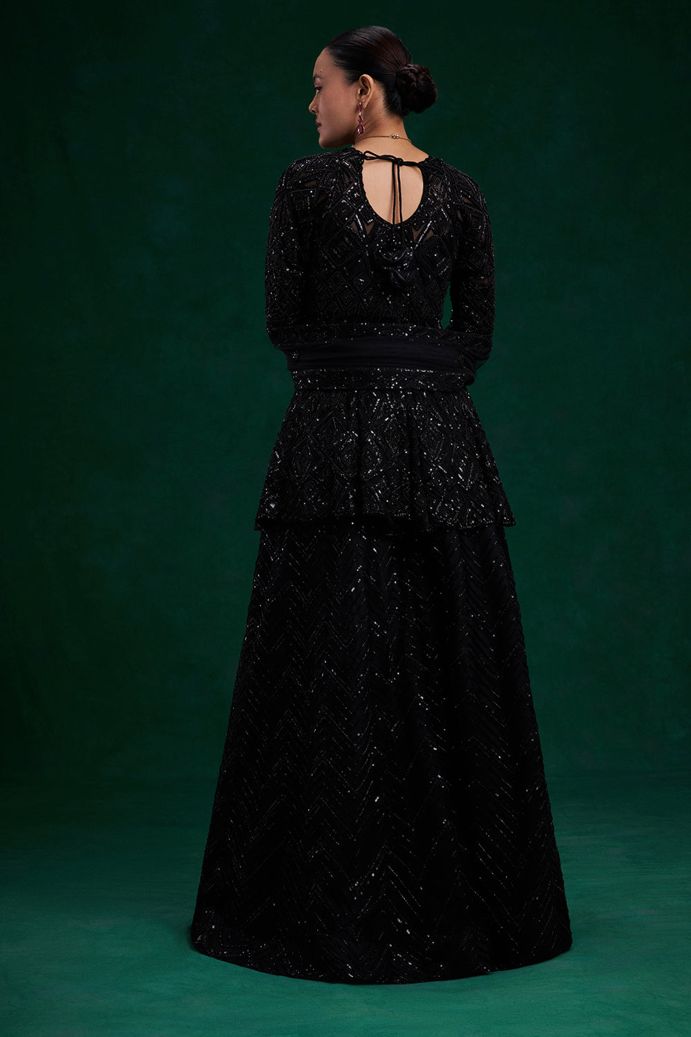Black Net Indo-Western with Cutdana and Bead Work