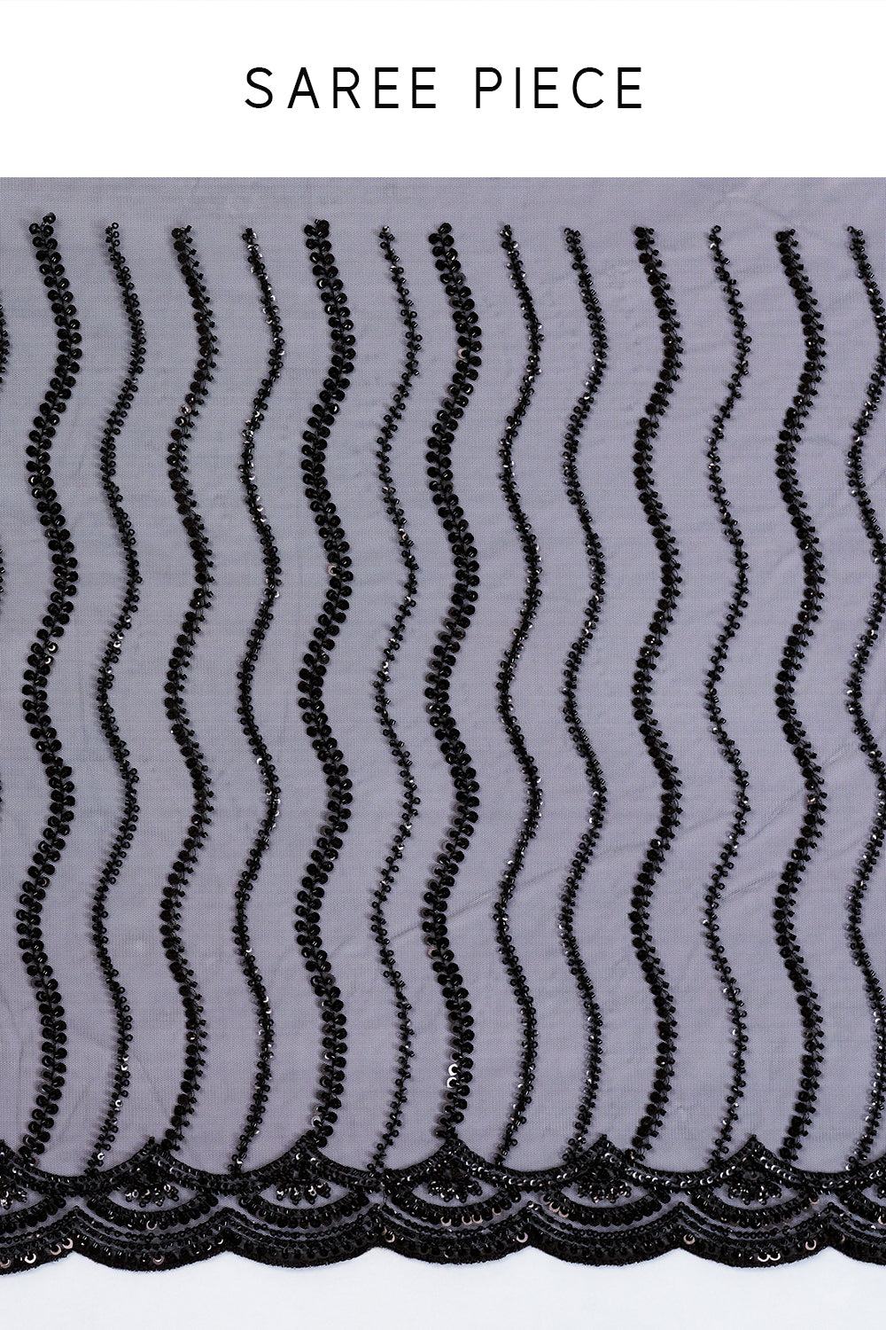 Black Net Saree with Bead and Sequin Work