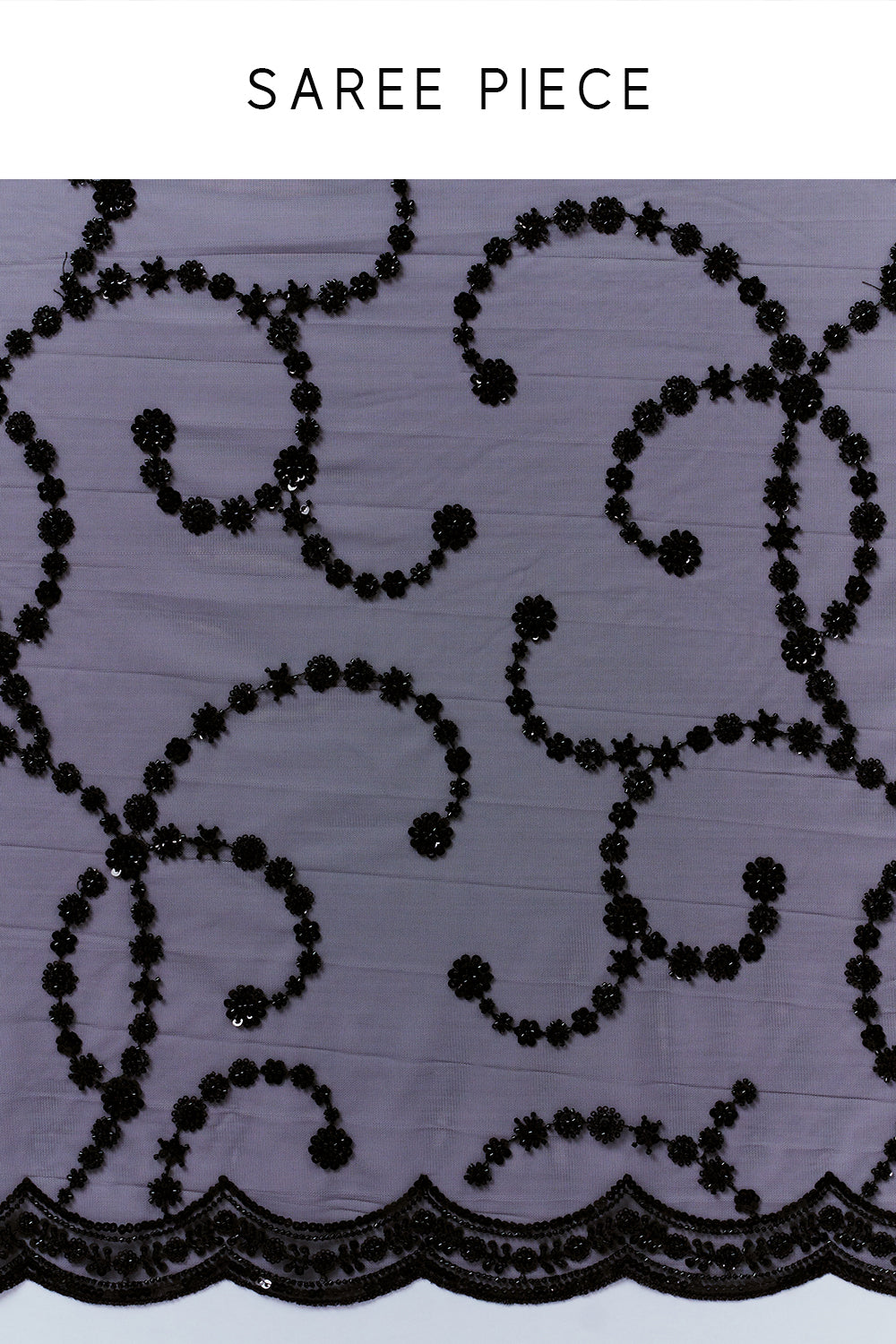 Black Net Saree with Cutdana Work